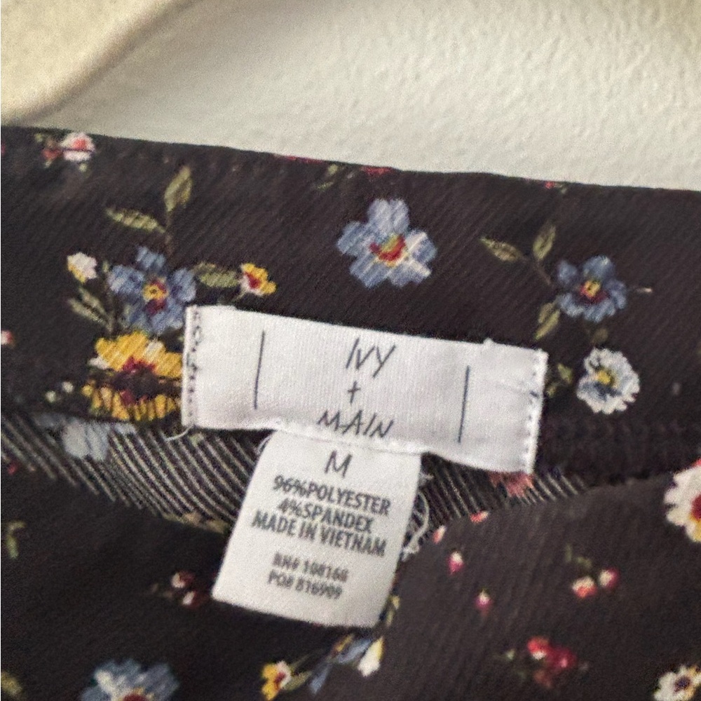 Black Floral Mini Skirt with Yellow & Red Blooms - Picture 2 of 2